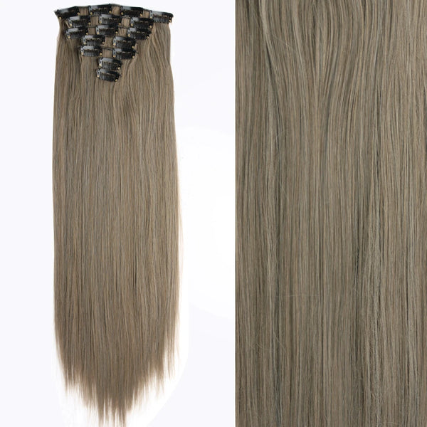 22Inch Long Straight Wavy Hair Extension 7Pcs/Set 16 Clips High Tempreture Synthetic Hairpiece Clip in Hair Extensions