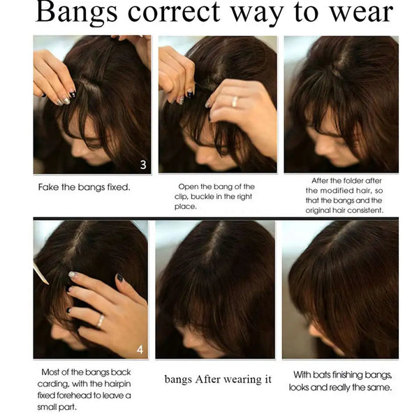 BENEHAIR Bangs Clip in Middle Part Bangs Hairpieces Synthetic Clip in Hair Extension Top Hair Piece for Women Fake Hair