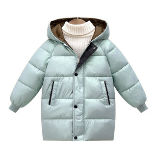 Buy green 2023 Winter Girls Down Jackets Autumn Fashion Boys Warm Down Jacket Kids Hooded Outerwear High Quality Children Snowcoat Coats