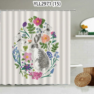 Buy 15 Cat Rabbit Animal Print Floral Home Decor Shower Curtain Waterproof Polyester   Cortina De La Ducha