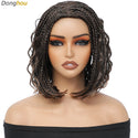 12 Inch Box Braided Wigs Perruque Tresse Africaine Cheap Wigs on Sale Clearance Short Bob Braids Wig With Boho Curly for Women