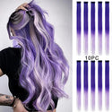 10Packs Straight Colored Clip in Hair One Piece Long Synthetic Rainbow 22 Inch Party Highlights Extensions for Women Kids Girls