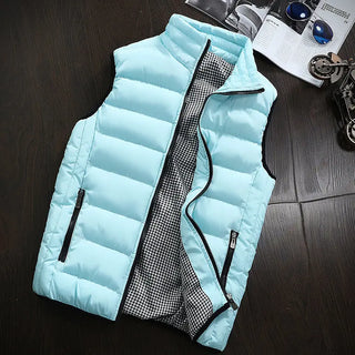 Buy sky-blue Vest Men New Stylish Autumn Vests Winter Warm Sleeveless Jacket Army Waistcoat Mens Vest Fashion Casual Coats Mens Plus Size 5XL