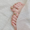 10pcs Handmade Shiny Golden Diamond Fake Foot Nails Press on Toe Nails