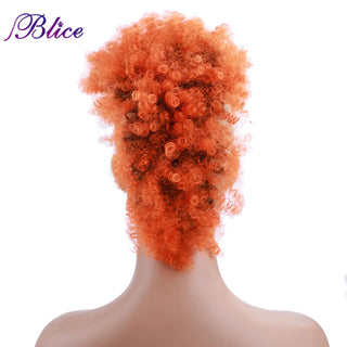 Buy orange Blice Short Kinky Curly Mohawk Hair Extensions Colorful Chignon Hair Pieces With Clips for African American Women