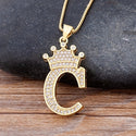 New Luxury Copper Zircon A-Z Crown Alphabet Pendant Chain Necklace Punk Hip-Hop Style Fashion Woman Man Initial Name Jewelry - Webster.direct