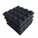 24Pcs 25x25x5cm Studio Acoustic Soundproof Foam Pyramid Noise Insulation Sound Absorption Treatment Panels 12Black 12Blue