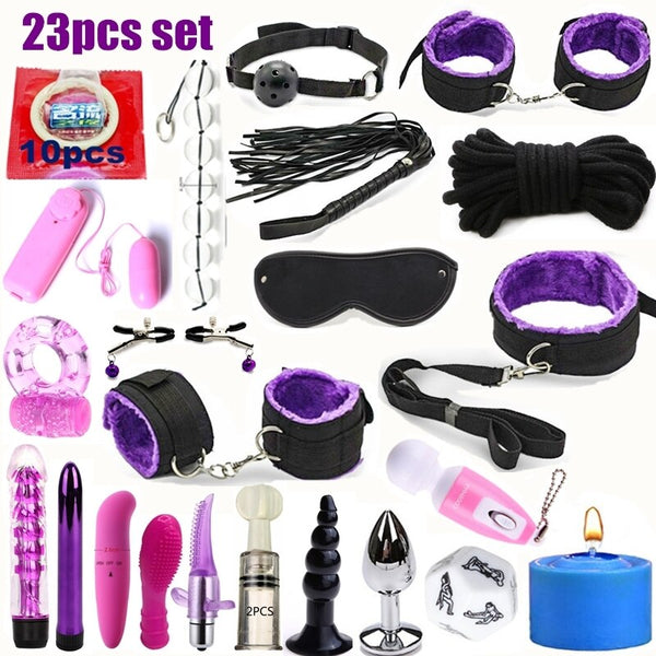 23pcs Sexy Lingerie Nylon Bondage Sex Toy Exotic Set