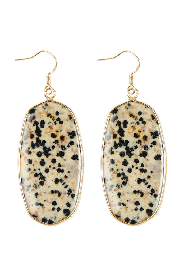 Natural Oval Stone Earrings