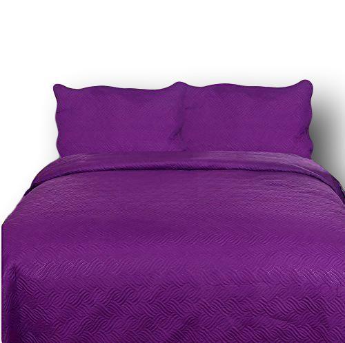 DaDa Bedding Midnight Vineyard Purple Thin & Lightweight Quilted Bedspread Set (LH188)