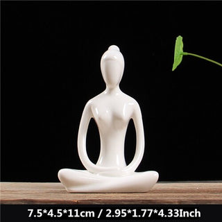 Buy 4 VILEAD 12 Styles White Ceramic Yoga Figurines Ename Yoga Miniatures Abstract Yog Stattues Yoj Figurines Vintage Home Decor