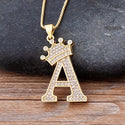 New Luxury Copper Zircon A-Z Crown Alphabet Pendant Chain Necklace Punk Hip-Hop Style Fashion Woman Man Initial Name Jewelry - Webster.direct