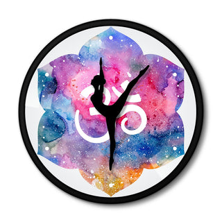 Buy metal-frame Yoga Girl Hindu Om Symbol Modern Wall Clock