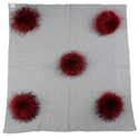 Geebro Newborn Warm Wool Swaddling Blanket With 15cm Real Raccoon Fur Pompom