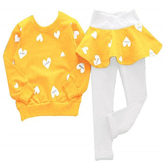 Buy yellow Toddler Girls Clothes Kids Autumn Winter T Shirt Pants Christmas Clothes Girls Printed Outfits Sport Suit Children Clothing Set