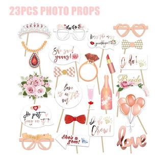 Buy 23pcs-photo-props Bride to Be Party Decorations Latex Balloons Set Cup Plates Bachelorette Party Supplies Veil Sash Team Bride Wedding Decor