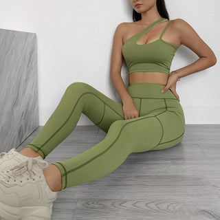 Buy green Sportwear Women Yoga Sets Fitness Wear 2peice Suits High Waist Legging Top Bra Gym Running Clothing Outfit Sport Suit,LF211