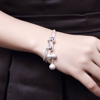 N925 Sterling Silver Color High-Quality Five-Wire Beads New Ladies Wedding Jewelry Party Gift Three-Piece AKS0001