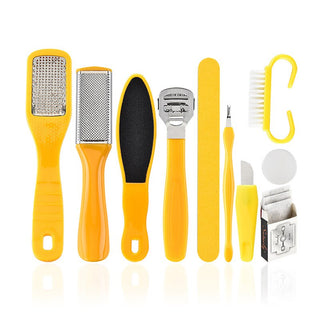 Buy 10pcs-yellow GOALONE 10 in 1 Foot Scrubber Professional Pedicure Tools Kit Rasp Foot File Callu Remover Set Feet Exfoliating Scrubber Cleaner