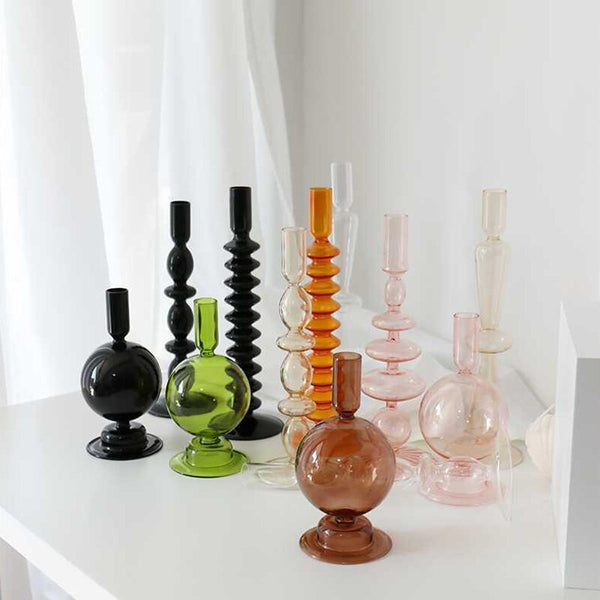 1pc Clear Glass  Candle Holder