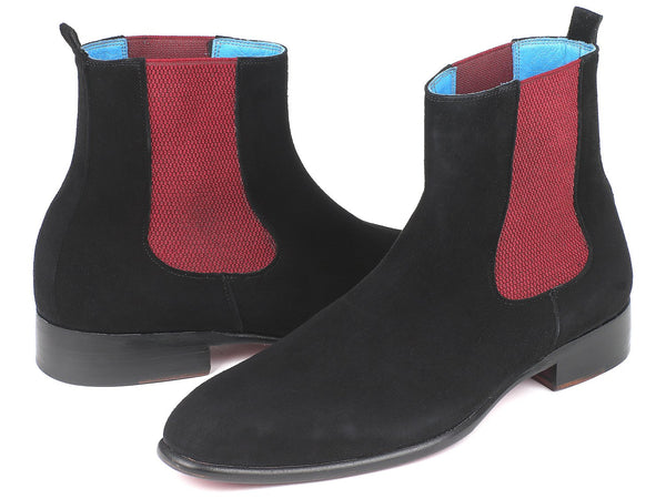 Paul Parkman Black Suede Chelsea Boots