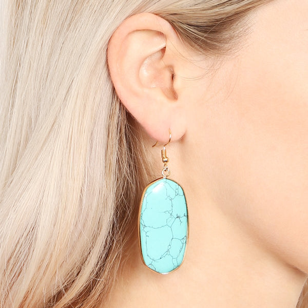 Natural Oval Stone Earrings