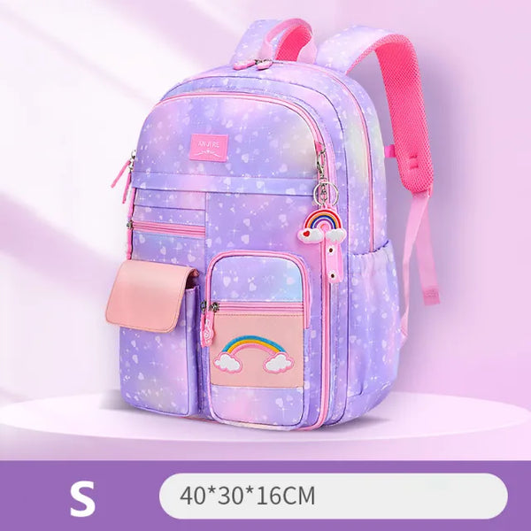 2022 New Primary School Backpack Cute Colorful Bags for Girls Princess School Bags Waterproof Children Rainbow Series Schoolbags