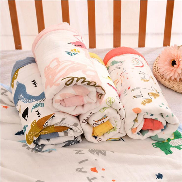 110x120cm 4 and 6 Layers Muslin Bamboo Cotton Newborn Baby Receiving Blanket Swaddling Kids Children Baby Sleeping Blanket