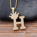 New Luxury Copper Zircon A-Z Crown Alphabet Pendant Chain Necklace Punk Hip-Hop Style Fashion Woman Man Initial Name Jewelry - Webster.direct