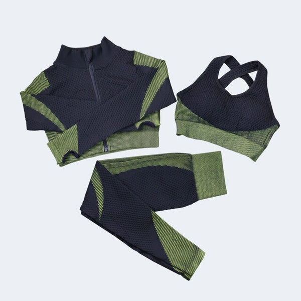 Women's Seamless Yoga Set Summer Long-Sleeved T-Shirt Yoga Clothing Sports Fitness Bra Elastic Running Training Yoga Pants