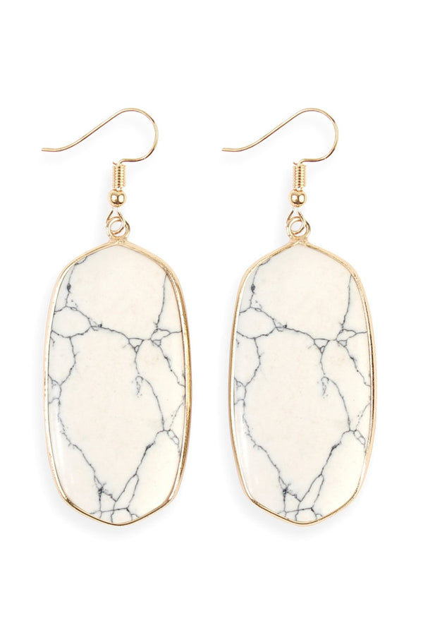 Natural Oval Stone Earrings