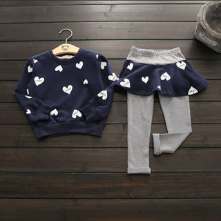 Buy navy Toddler Girls Clothes Kids Autumn Winter T Shirt Pants Christmas Clothes Girls Printed Outfits Sport Suit Children Clothing Set