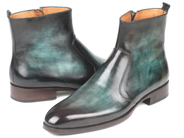 Paul Parkman Turquoise Burnished Side Zipper Boots