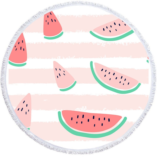 Summer Watermelon Round Beach Towels Thick Bath Shower Towel 150cm Yoga Picnic Circle Mat Carpet Blanket Serviette De Plage