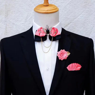 Buy 8-set Crystal Bow Tie Set Men&#39;s Women&#39;s Business Suit Accessories Collar Flowers Vintage Wedding Bow-Tie Pocket Towel Brooch 3pcs Sets