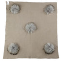 Geebro Newborn Warm Wool Swaddling Blanket With 15cm Real Raccoon Fur Pompom