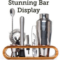 Cocktail Bar Set Mixology Bartender Kit: 10-Piece Bar Tool Set With Stylish Bamboo Stand