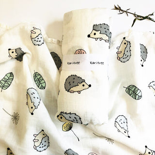 Buy hedgehog Muslin Swaddle 120x120 Baby Blanket Bamboo Fiber Baby Blankets Newborn Swaddle Stroller Newborn Blanket Pielucha Dropshipping