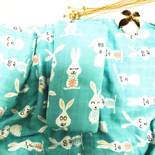 Buy green-rabbit Muslin Swaddle 120x120 Baby Blanket Bamboo Fiber Baby Blankets Newborn Swaddle Stroller Newborn Blanket Pielucha Dropshipping