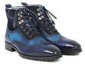 Paul Parkman Wingtip Boots Blue Suede & Leather