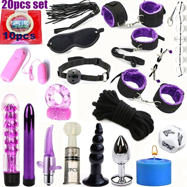 23pcs Sexy Lingerie Nylon Bondage Sex Toy Exotic Set