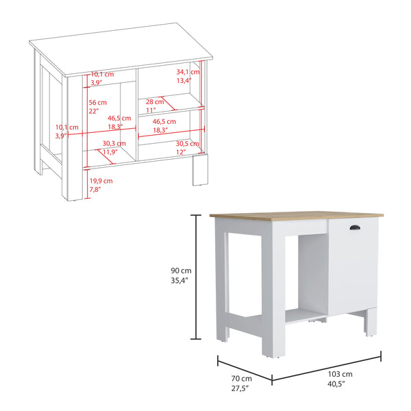 Arlington 2 Piece Kitchen Set, White / Light Oak