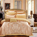 Sliver Gold Luxury Silk Satin Jacquard Duvet Cover Bedding Set