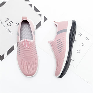 Buy pink Women Flat Shoes Knit Woman Casual Slip on Vulcanized Shoes Female Mesh Soft Breathable Women&#39;s Footwear for Ladies Sneaker