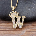 New Luxury Copper Zircon A-Z Crown Alphabet Pendant Chain Necklace Punk Hip-Hop Style Fashion Woman Man Initial Name Jewelry - Webster.direct