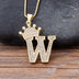 New Luxury Copper Zircon A-Z Crown Alphabet Pendant Chain Necklace Punk Hip-Hop Style Fashion Woman Man Initial Name Jewelry - Webster.direct