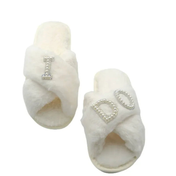 BRIDE/WIFEY Plush Slippers - Webster.direct