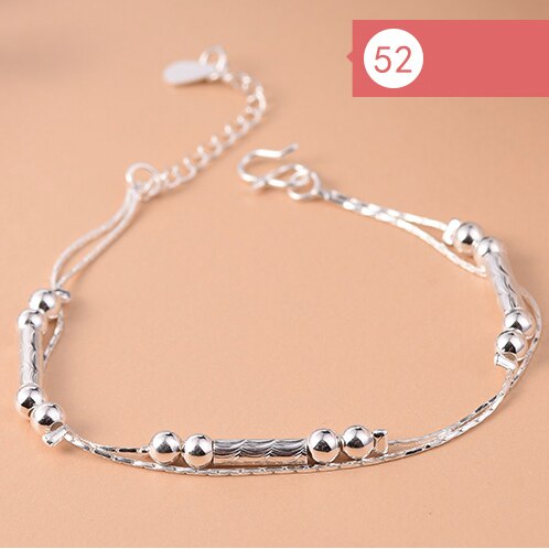 925 Sterling Silver Flower Star Charm Bracelet