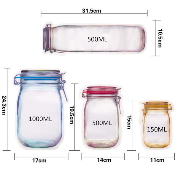 Reusable Mason Jar Zipper Bags