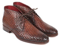 Paul Parkman Men's Brown Woven Leather Chukka Boots